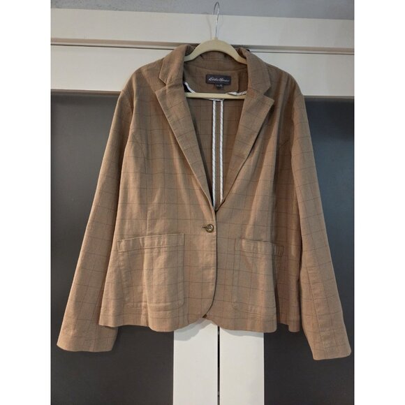 Eddie Bauer Windowpane Plaid Blazer Jacket Stretch Sz 2XL Pinstripe Sleeve - Picture 2 of 13